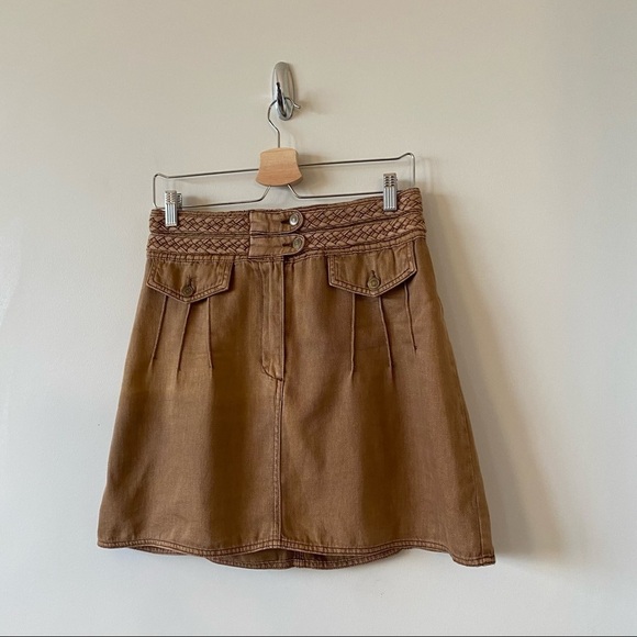 FREE People-Braided A-line Mini Western Boho Brown Skirt (Size:6) - Picture 5 of 10